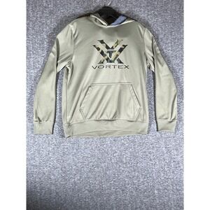 Vortex Camo Logo Hoodie Pullover Sweatshirt Men's Size M Tan Green Hooded